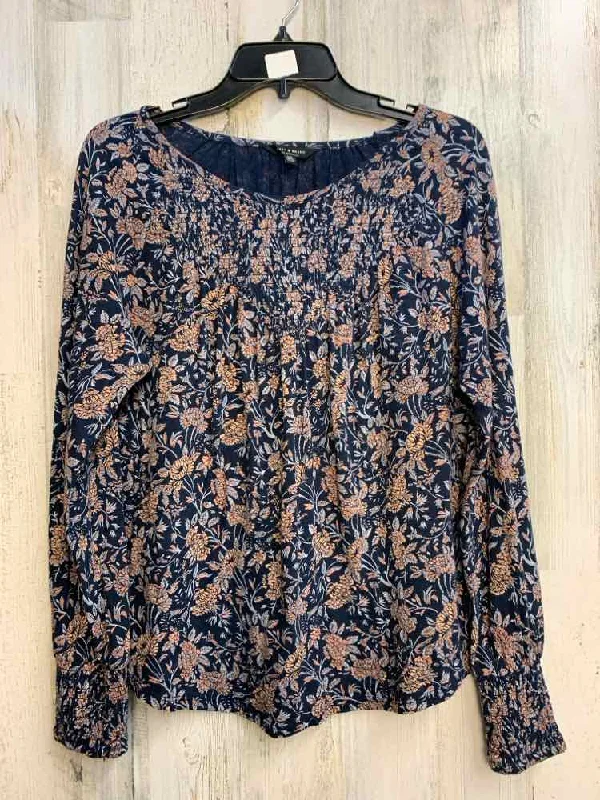 PRE-OWNED LUCKY BRAND Tops Size S Navy Floral LONG SLEEVES TOP/FLORAL PATTERN