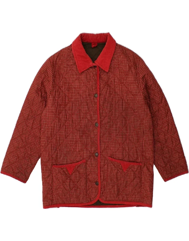 JOHN PARTRIDGE Womens Quilted Jacket UK 14 Medium Red Check Polyester