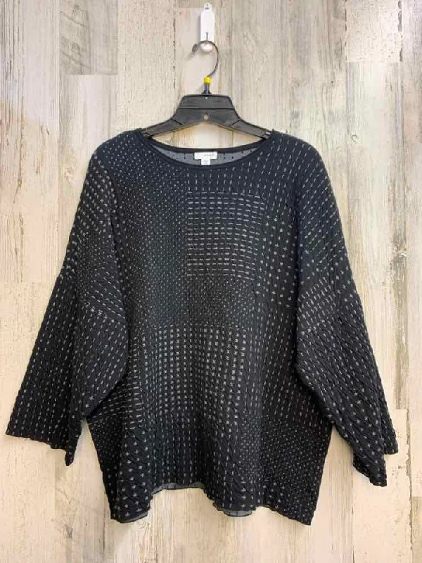 PRE-OWNED J JILL Tops Size M Black LONG SLEEVES TOP/GREY PATTERN