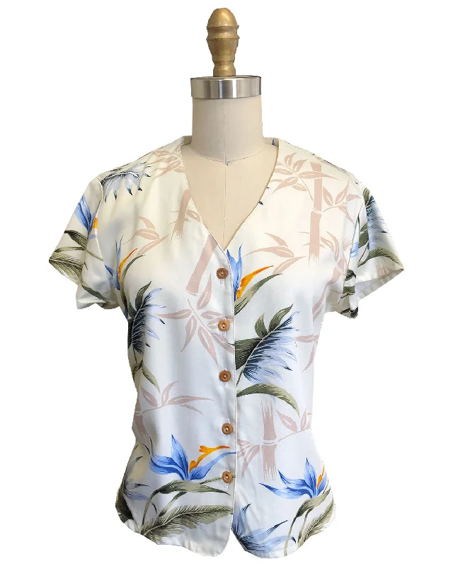 Ladies Bamboo Paradise Cream V-Neck Blouse