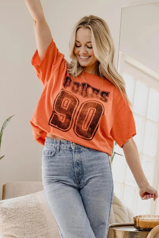 Livy Lu: Oklahoma State Cowboys Player Orange Thrifted Tee