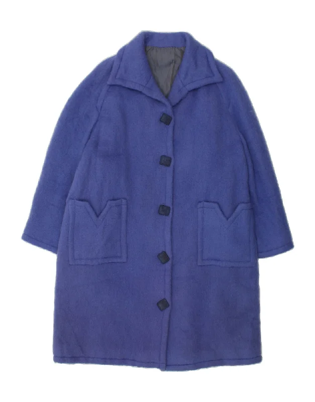 VINTAGE Womens Overcoat UK 16 Large Blue