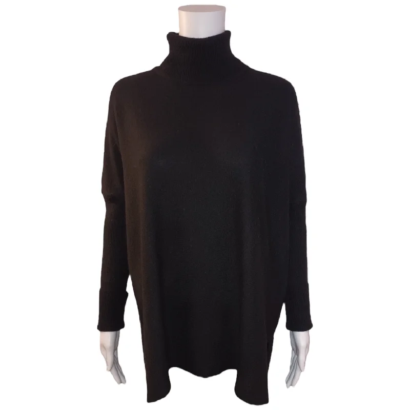 Roll Collar Cashmere Tunic in Black