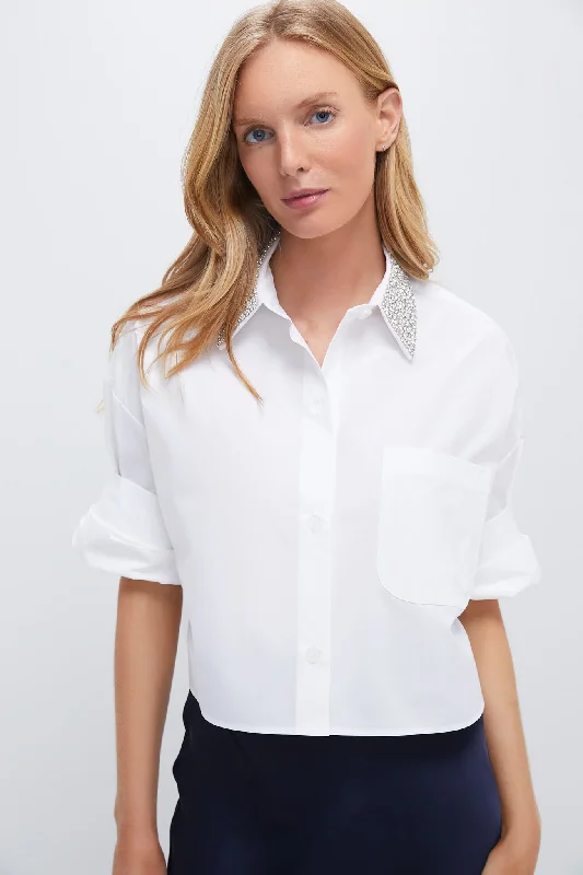 White Next Ex with Crystal Collar Shirt