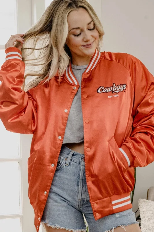 Livy Lu: OSU Cowboys Embroidered Satin Jacket