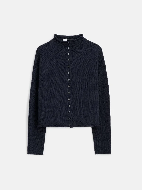 Taylor Rollneck Cardigan in Cotton Cashmere