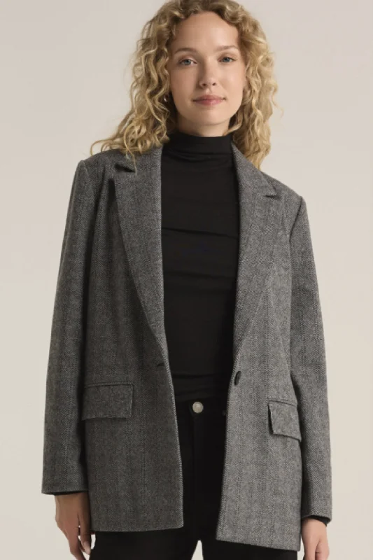 Z Supply: Leighton Herringbone Blazer in Charcoal Heather