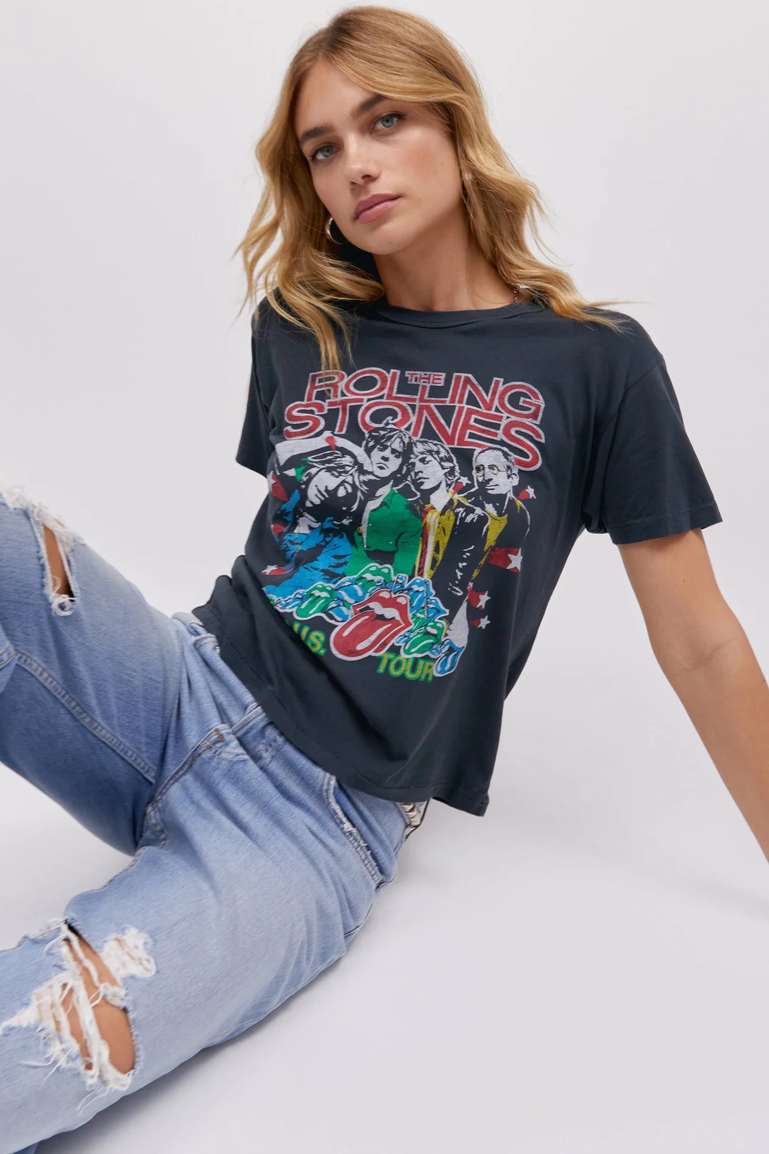 The Rolling Stones 78 US Tour Ringer Tee by Daydreamer - Black