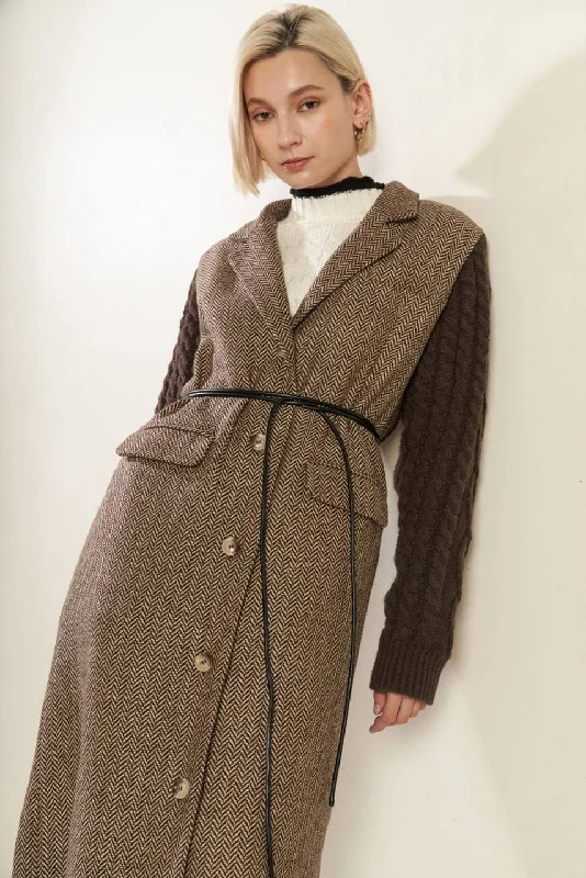 SPLASH OF JOY TWEED SWEATER COMBINATION COAT