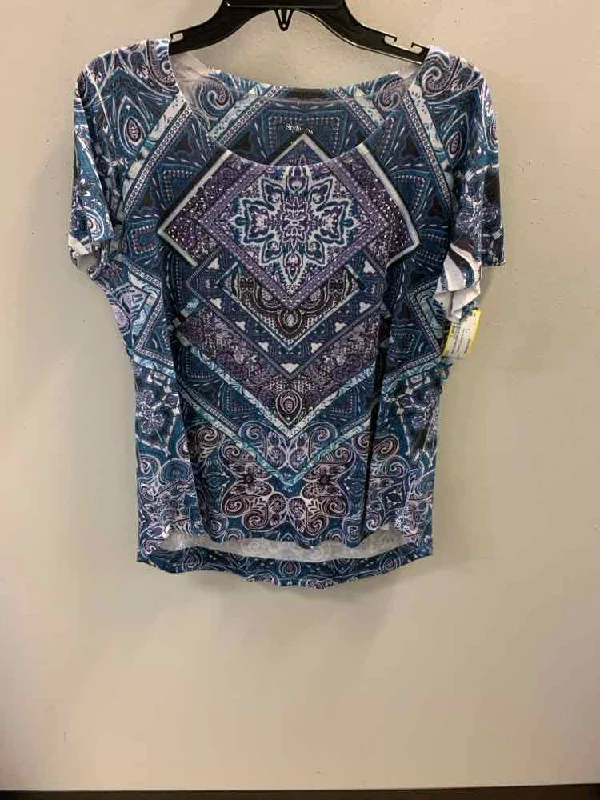 STYLE & CO Tops Size L BLU/PURP Geometric TOP