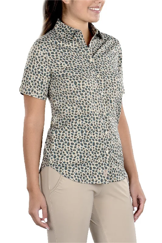 Caitlyn Mini Leopard Button Up Short Sleeve Shirt - FINAL SALE