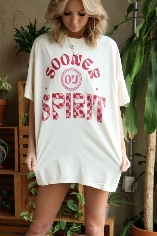 OU Sooners Spirit Thrifted Tee in Off White