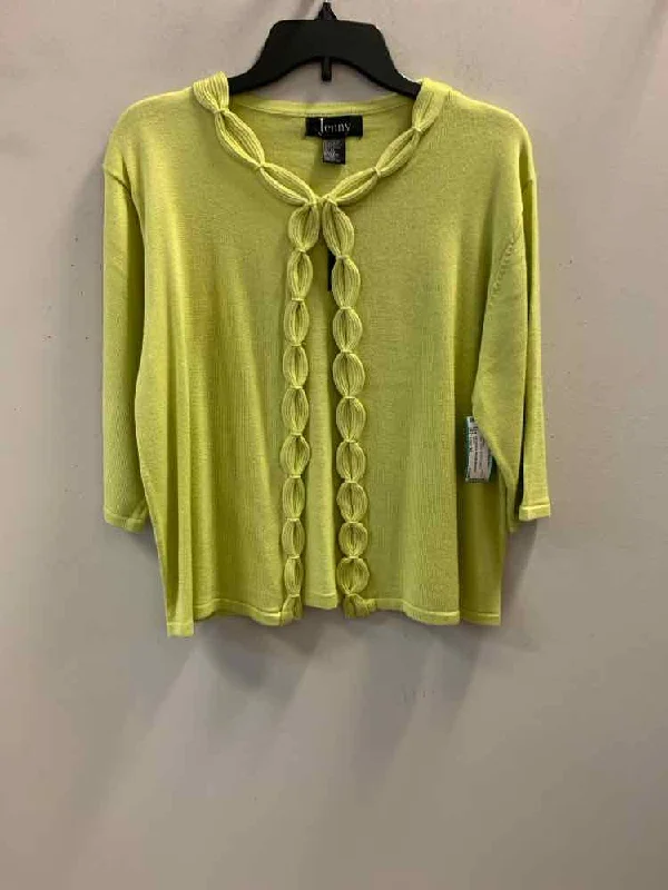 JENNY Tops Size XL Celery SHORT SLEEVES Cardigan