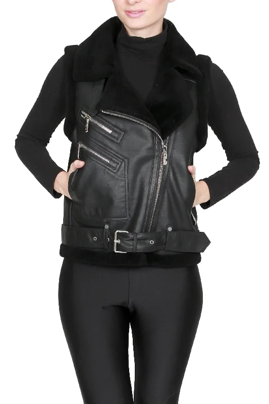 CHITA - Shearling Moto Vest