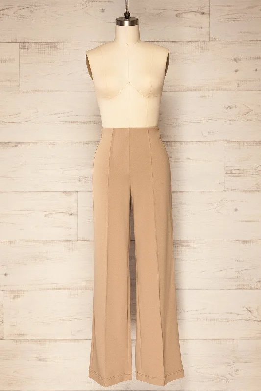 Polise Beige | High-Waisted Wide-Leg Pants