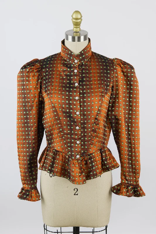 One-Of-A-Kind Grace Blouse in Vintage Copper Silk Paisley