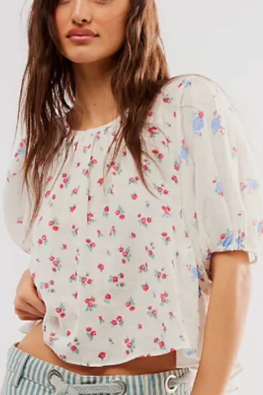 Free People: Chloe Printed Top in Tea Combo