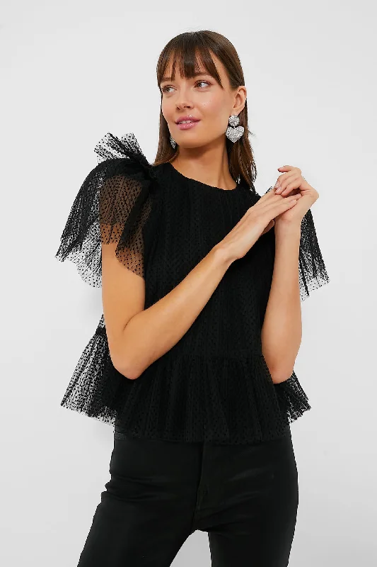 Onyx Flocked Tulle Heather Top