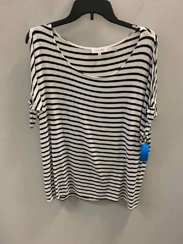 CALVIN KLEIN Tops Size XL BLK/WHT Stripe TOP