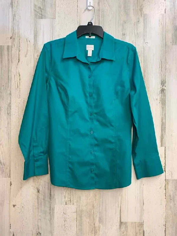 CHICOS Tops Size 2 Emerald LONG SLEEVES Shirt