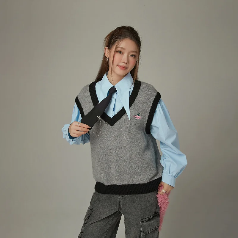 Color Matching Knit Vest