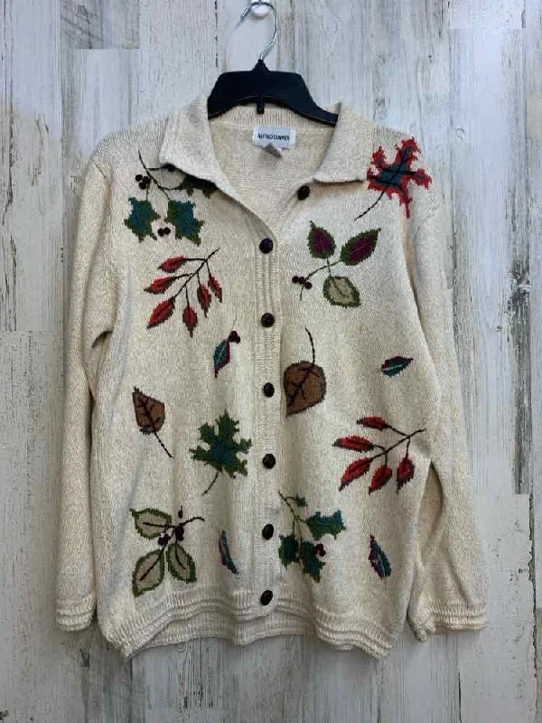 PRE-OWNED ALFRED DUNNER Tops Size L Tan LEAFS LONG SLEEVES TOP/LEAF DESIGN