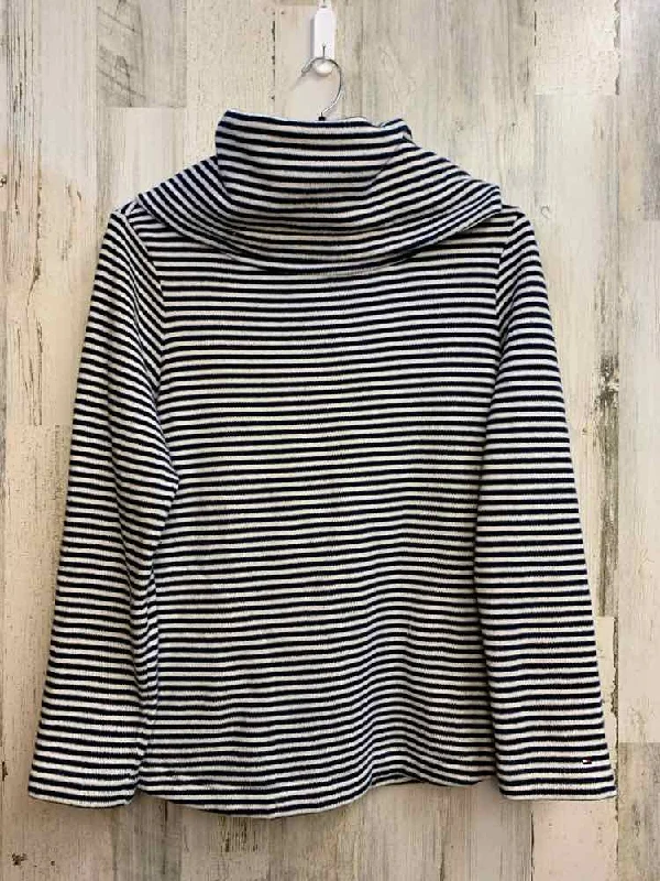 PRE-OWNED TOMMY HILFIGER Tops Size XL WHT/NVY Stripe LONG SLEEVES TOP/COWL NECK