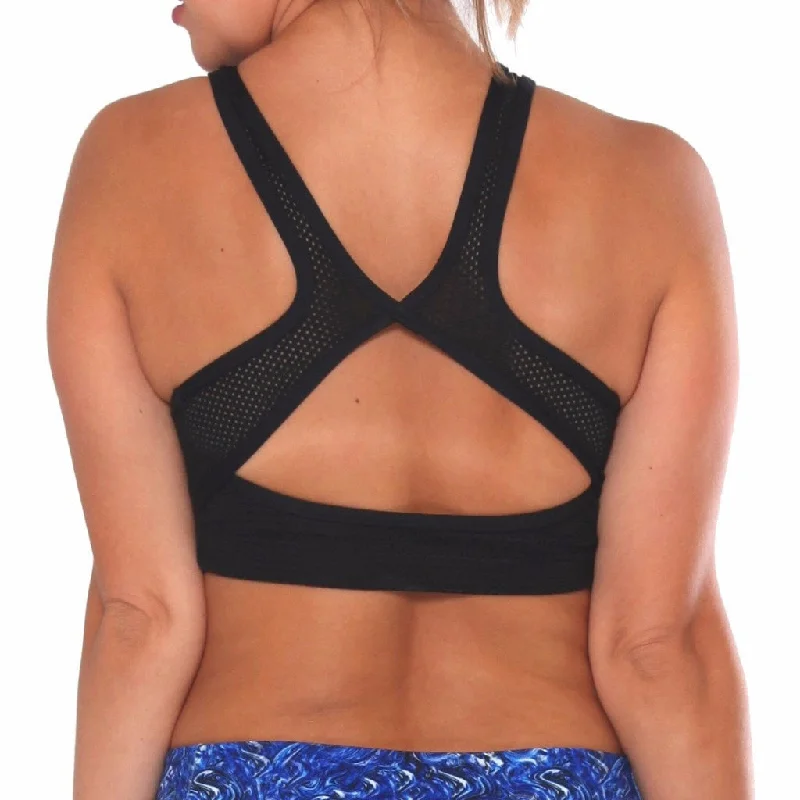 BK35 Contrast Sports Mesh High Neck Tank Crop Top