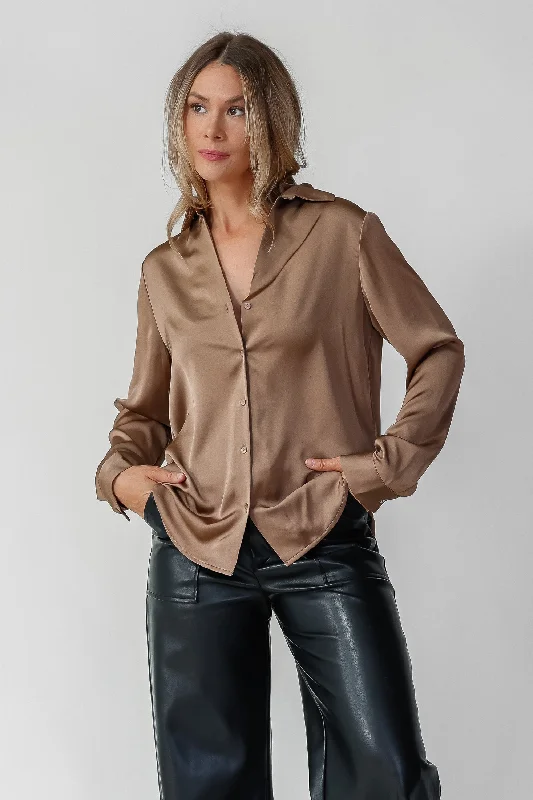 Pippa Brown Button Down Blouse - Final Sale