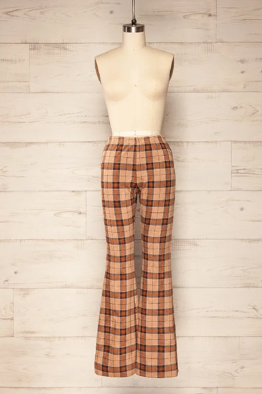 Castille | Plaid Wide Leg Suede Pants