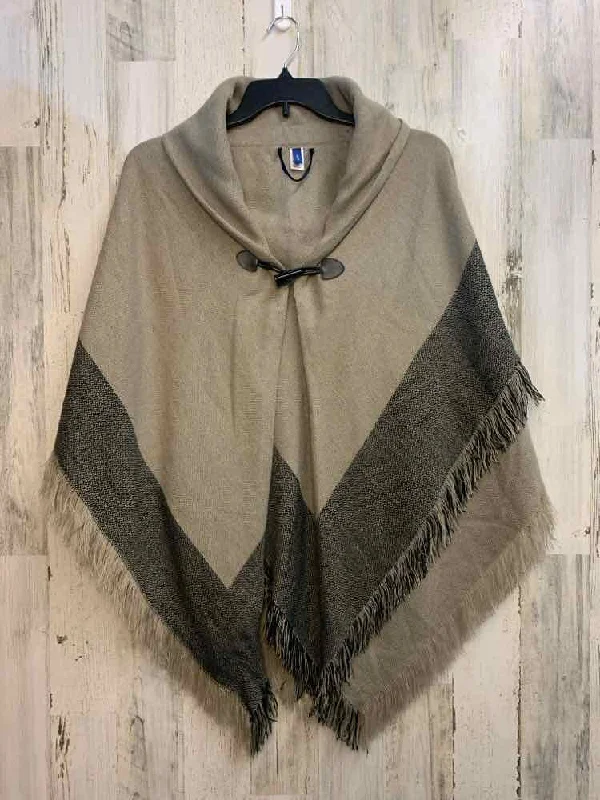 PRE-OWNED APT. 9 Tops Size One Size Taupe TOP/PONCHO W/FRINGE