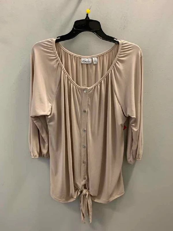 KIM ROGERS Tops Size PXL Tan 3/4 LENGTH TOP