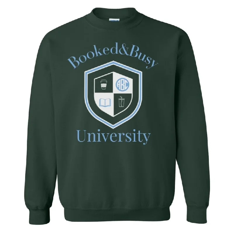 Monogrammed 'Booked & Busy University' Crewneck Sweatshirt