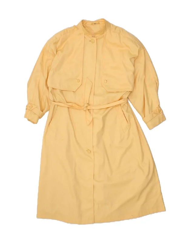 VINTAGE Womens Trench Coat UK 16 Large  Yellow Polyester