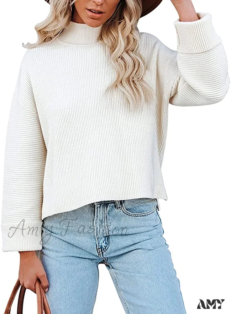 Amy Fashion - Women's Turtleneck Oversized Long Sleeve Casual Warm Pullover