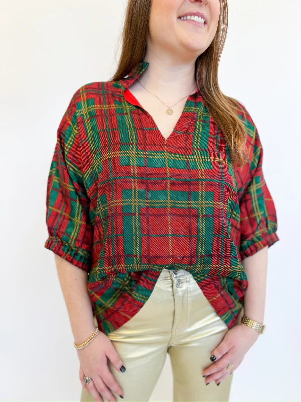 Tartan Cheetah Jaquard Top