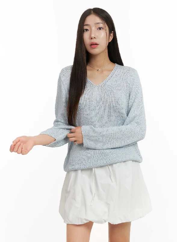 V-Neck Sheer Sweater OA429