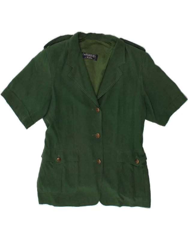 MAX MARA Womens Weekend Short Sleeve Blazer Jacket UK 16 Large Green Cupro