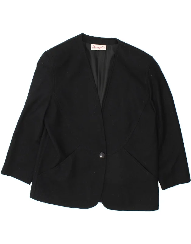 LAURA BIAGIOTTI Womens 1 Button Blazer Jacket IT 50 XL Black Viscose