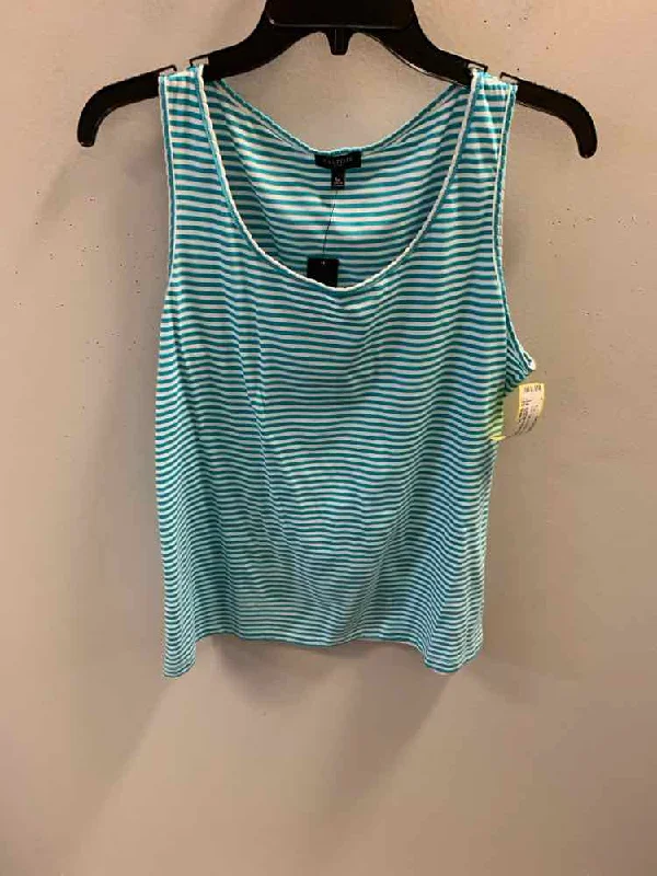 NWT TALBOTS Tops Size PL AQUA/WHT Stripe TOP