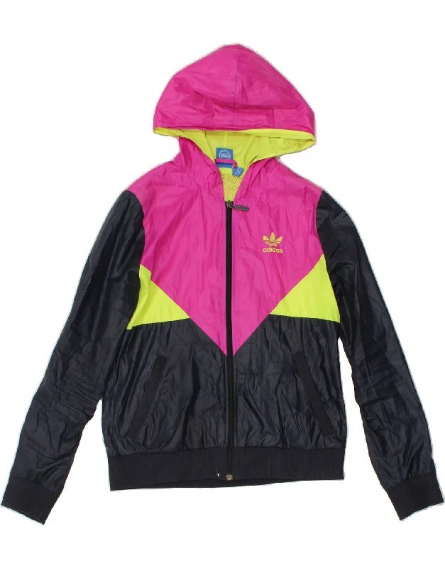 ADIDAS Womens Hooded Rain Jacket UK 10 Small Multicoloured Colourblock