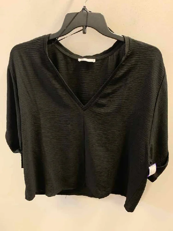 ZARA Tops Size L Black SHORT SLEEVES TOP