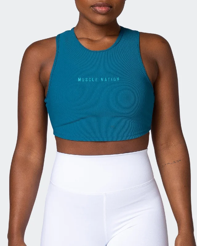 Off Duty Rib Cropped Tank - Marine