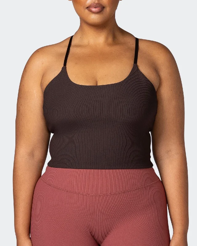 Summertime Rib Cropped Tank - Cocoa