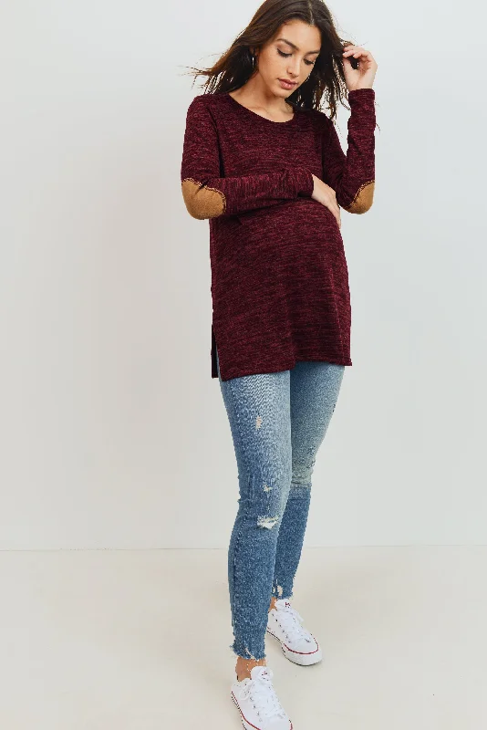 Elbow Patch Tunic Long Sleeve Maternity Top