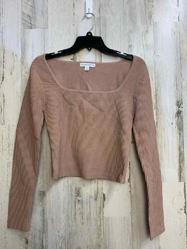 PRE-OWNED AND NOW THIS Tops Size M Taupe LONG SLEEVES TOP/SQAURE NECKLINE