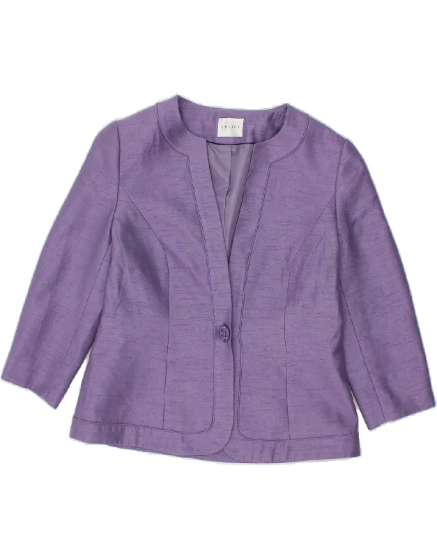 EASTEX Womens 1 Button 3/4 Sleeve Blazer Jacket UK 10 Small  Purple