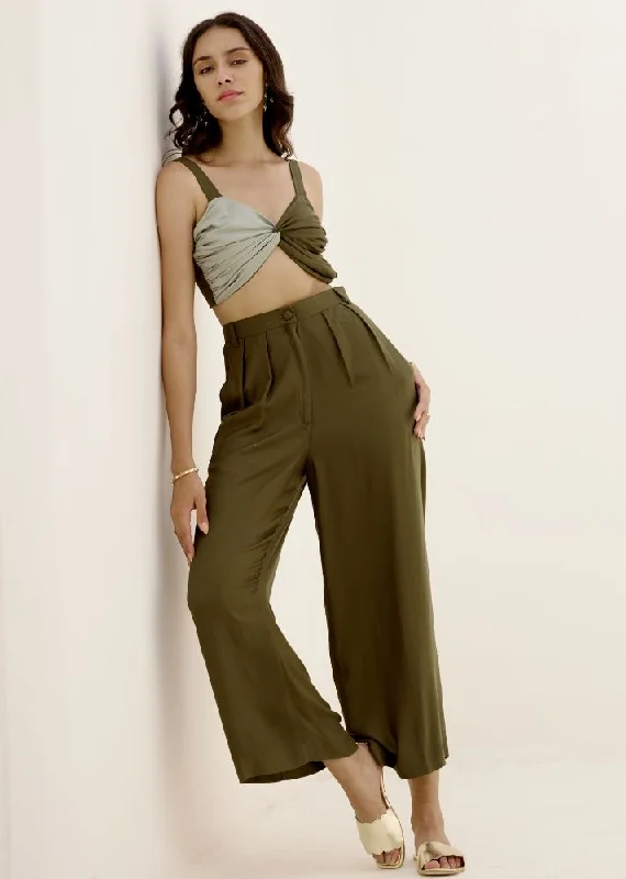 Green Luna Pleated Pants