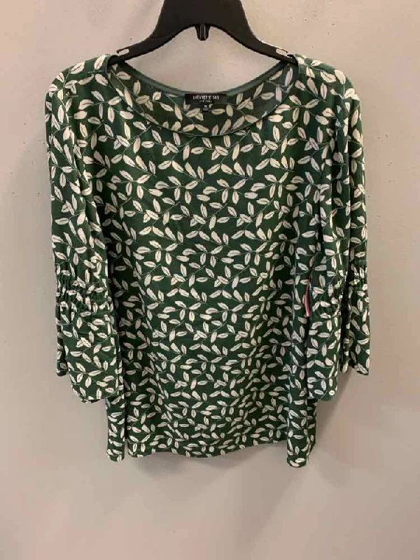 LAFAYETTE 148 Tops Size XL GRN/WHT LEAFS TOP