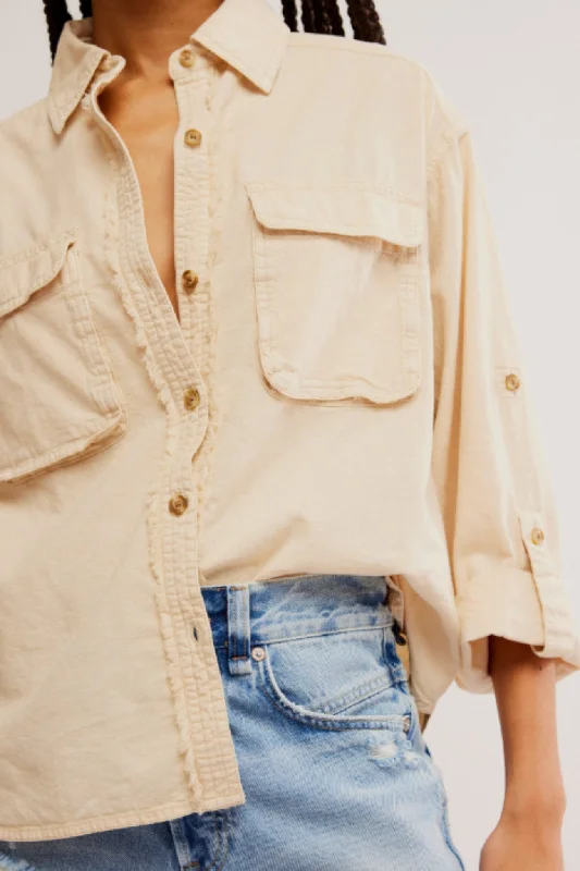 Free People: Made for Sun Linen Shirt in Wet Plaster